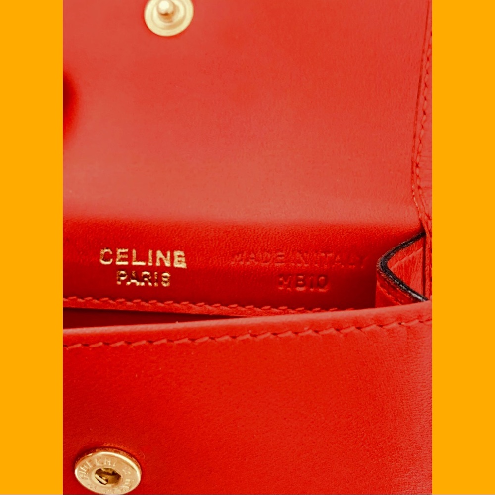 Celine RARE Vintage Orange Red Leather Micro Mini Purse - Picture 2 of 5